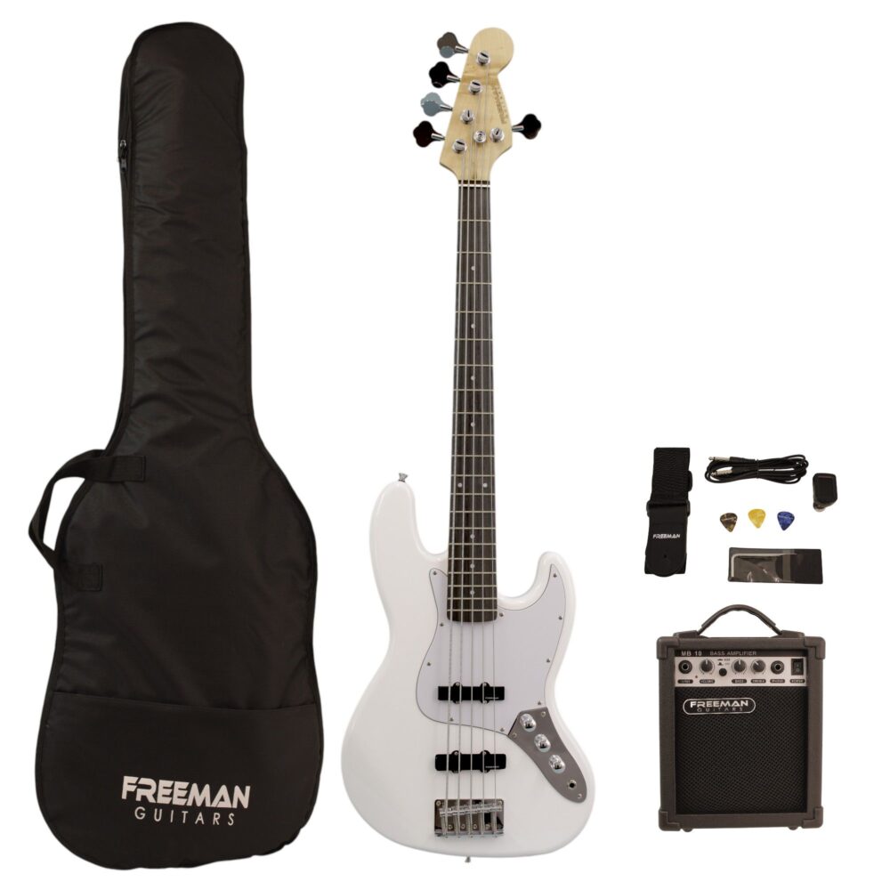 Pack Bajo Eléctrico 5 Cuerdas Freeman Rockstarter WH Pack Bajo Eléctrico 5 Cuerdas Freeman Rockstarter WH