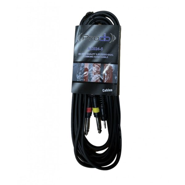 Cable Miniplug estereo a dos plug ¼ mono 5 MTRS PRODB