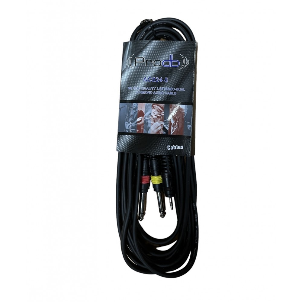 Cable Miniplug estereo a dos plug ¼ mono 2 MTRS PRODB