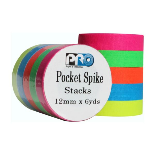 Pack Gaffer 12mm X 5.5MT PRO TAPES 5 Colores Fluor Pocket Spike
